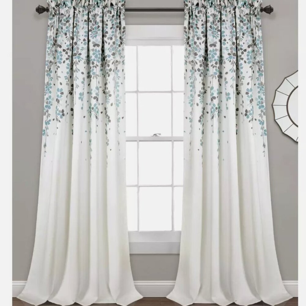 Lush Decor Half Moon Weeping Flower Insulated Window Two Curtain Panels 52"x84" - Picture 2 of 7